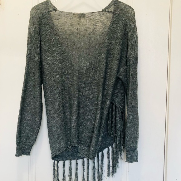 ENTRO Crossover Fringe Sweater Grey Small - Picture 6 of 11